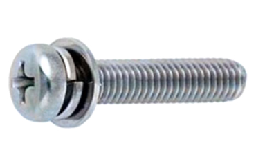 鉄(+) ナベ頭セムス小ねじ P＝4(薄板用)(バネ座+JIS小形平座 組込)